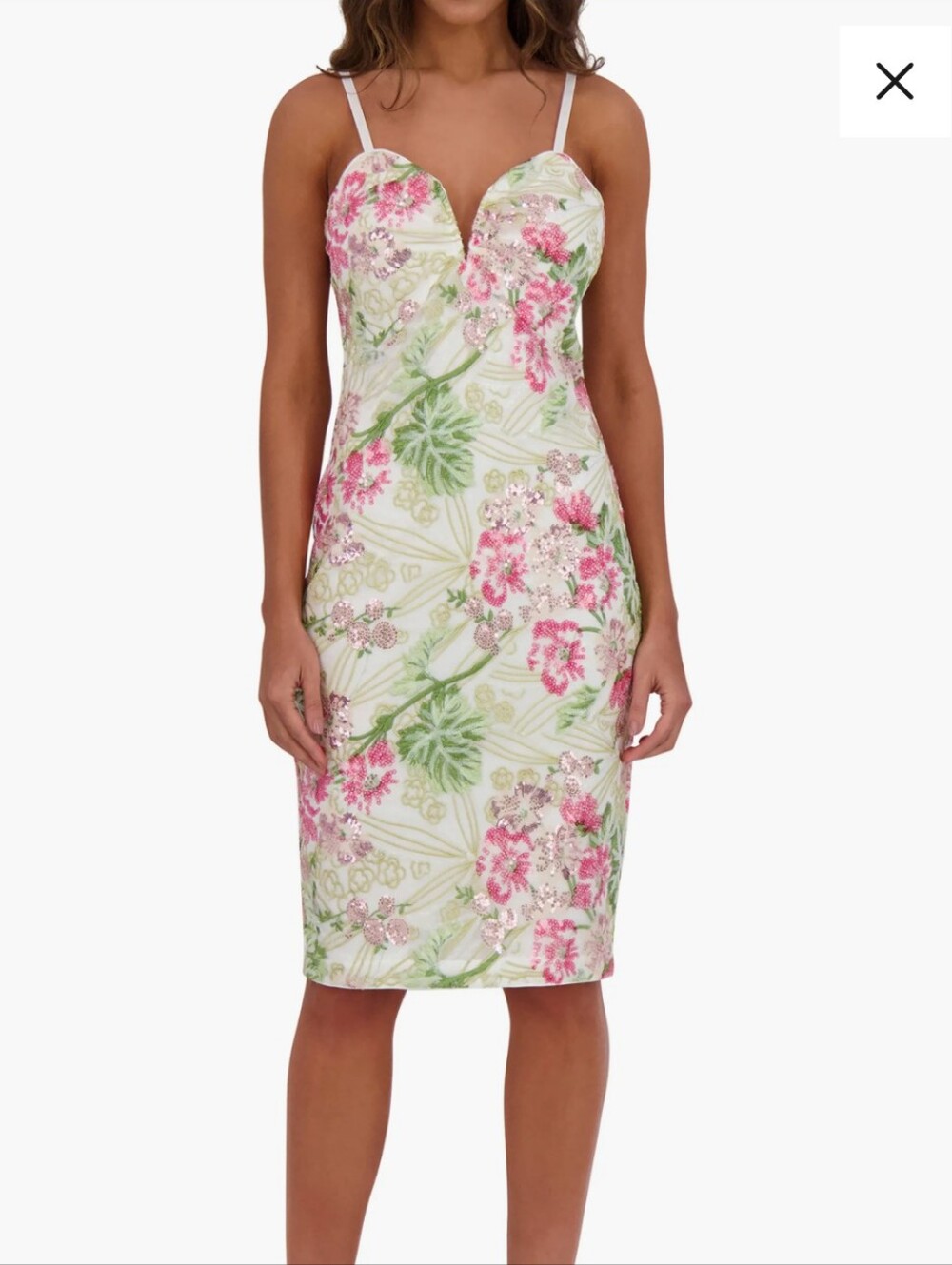 Floral Sequin Embroidered Dress